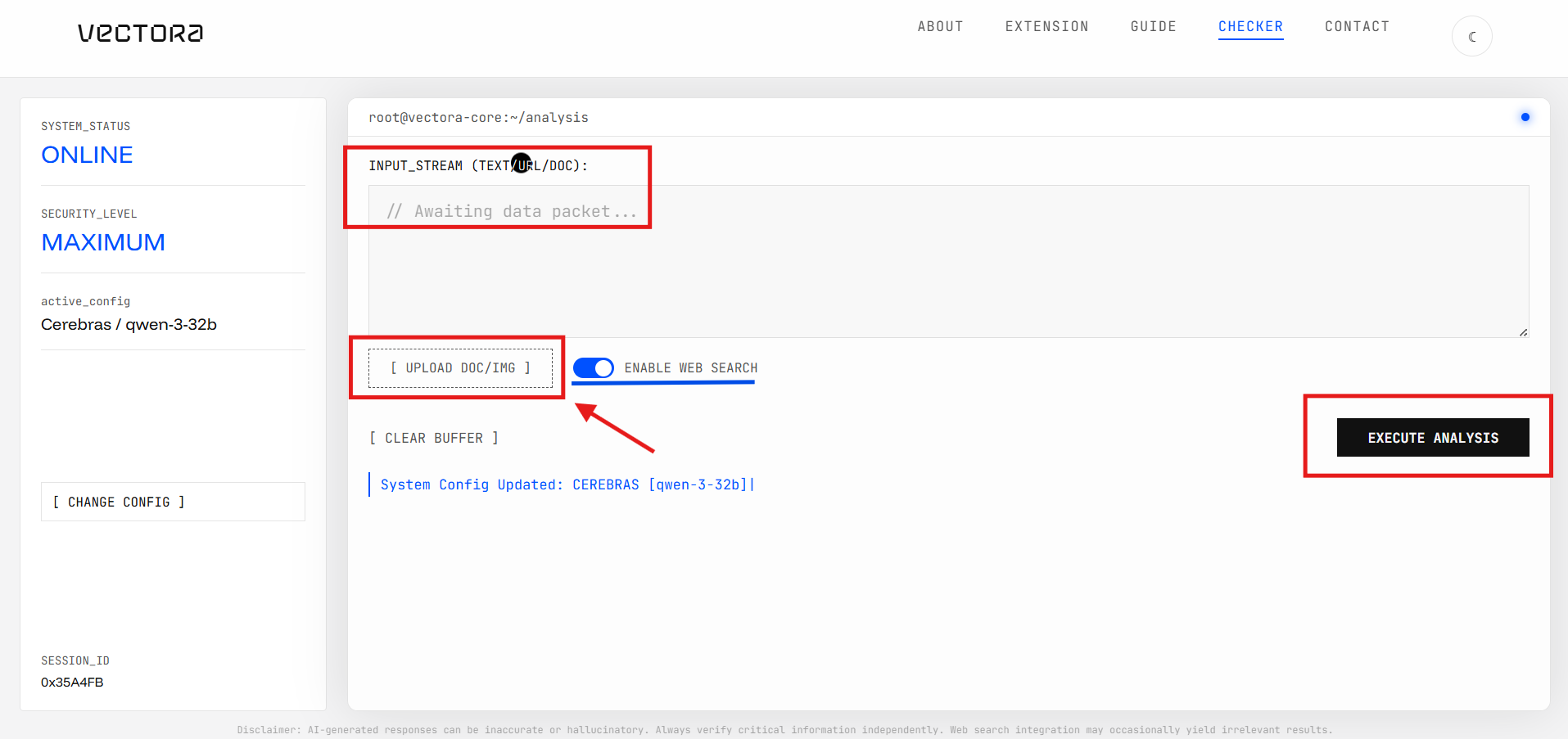 Execute Analysis button